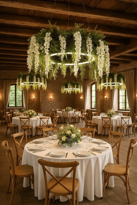 LAMPA WISZĄCA FIORITO MOOSEE, LED, ROŚLINY, KWIATY, PILOT, RING, 80 CM