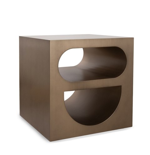 STOLIK KAWOWY LAWA AUREO, ZŁOTY, DO SALONU, LOFT, SZCZOTKOWANY, 55 CM