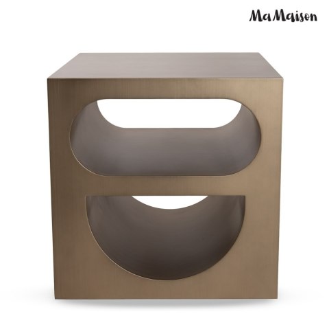 STOLIK KAWOWY LAWA AUREO, ZŁOTY, DO SALONU, LOFT, SZCZOTKOWANY, 55 CM