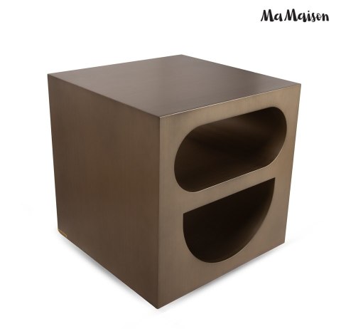 STOLIK KAWOWY LAWA AUREO, ZŁOTY, DO SALONU, LOFT, SZCZOTKOWANY, 55 CM