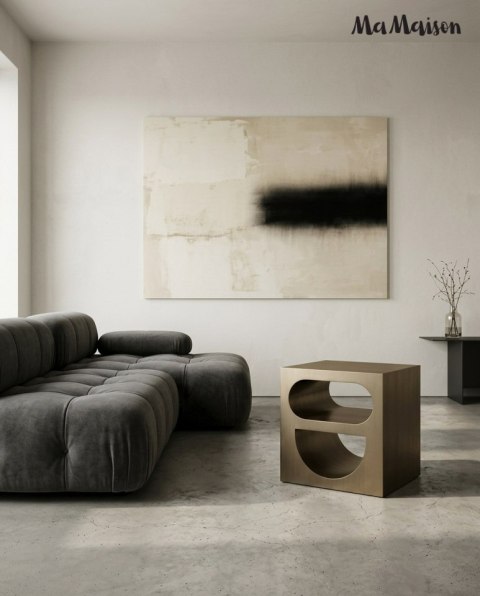 STOLIK KAWOWY LAWA AUREO, ZŁOTY, DO SALONU, LOFT, SZCZOTKOWANY, 55 CM
