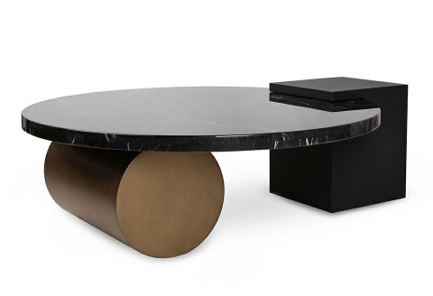 STOLIK KAWOWY OROZO, ŁAWA DO SALONU, LOFT, CZARNY, OKRĄGŁY, Z, STÓŁ, 110 CM