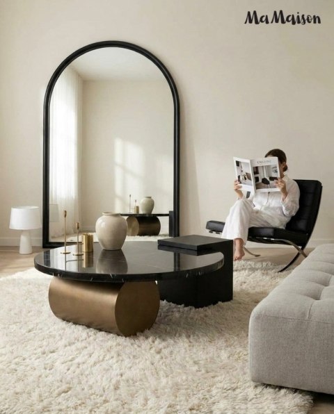 STOLIK KAWOWY OROZO, ŁAWA DO SALONU, LOFT, CZARNY, OKRĄGŁY, Z, STÓŁ, 110 CM