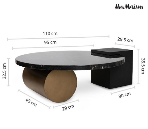 STOLIK KAWOWY OROZO, ŁAWA DO SALONU, LOFT, CZARNY, OKRĄGŁY, Z, STÓŁ, 110 CM