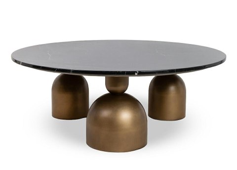 STOLIK KAWOWY, ŁAWA LUCENTE, OKRĄGŁY, CZARNY, ZŁOTY, DO SALONU, LOFT, 115CM