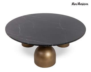 STOLIK KAWOWY, ŁAWA LUCENTE, OKRĄGŁY, CZARNY, ZŁOTY, DO SALONU, LOFT, 115CM