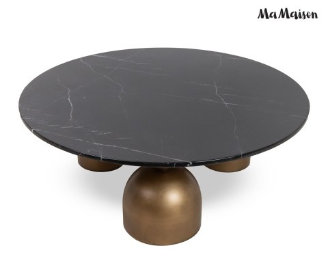 STOLIK KAWOWY, ŁAWA LUCENTE, OKRĄGŁY, CZARNY, ZŁOTY, DO SALONU, LOFT, 115CM