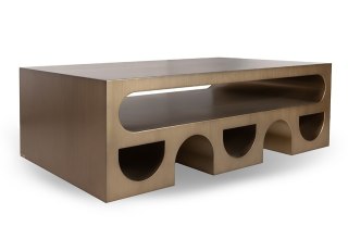 STOLIK KAWOWY LAWA ORORE, STÓŁ DO SALONU, LOFT, ZŁOTY SZCZOTKOWANY, 130 CM