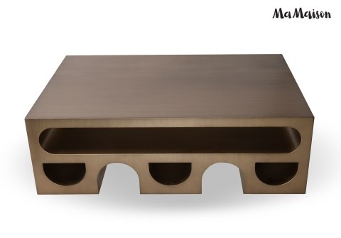 STOLIK KAWOWY LAWA ORORE, STÓŁ DO SALONU, LOFT, ZŁOTY SZCZOTKOWANY, 130 CM