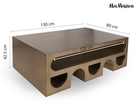 STOLIK KAWOWY LAWA ORORE, STÓŁ DO SALONU, LOFT, ZŁOTY SZCZOTKOWANY, 130 CM