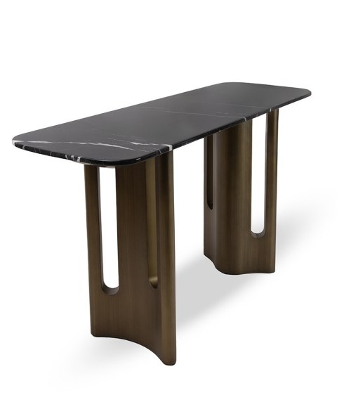 KONSOLA LUSSUOSO, STÓŁ, CZARNY, 150 CM, LOFT, DO SALONU, STOLIK, ZŁOTA