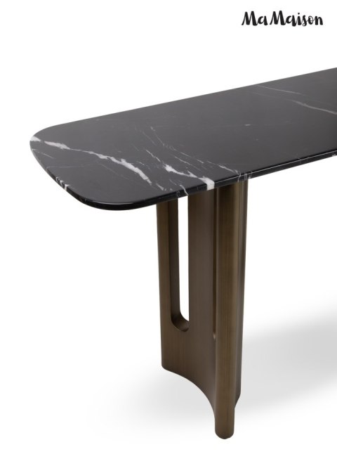 KONSOLA LUSSUOSO, STÓŁ, CZARNY, 150 CM, LOFT, DO SALONU, STOLIK, ZŁOTA
