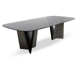STÓŁ JADALNIANY SAHARA 240 CM, CZARNY, SZKŁO HARTOWANE, NOWOCZESNY, LOFT