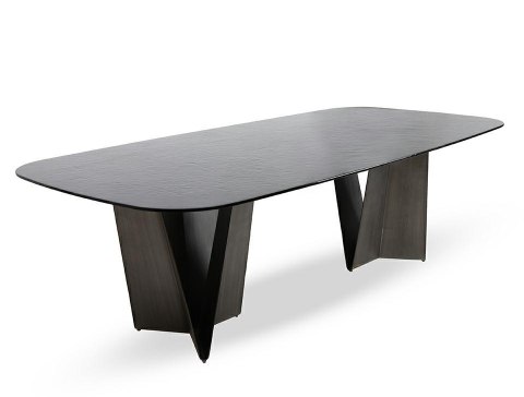 STÓŁ JADALNIANY SAHARA 240 CM, CZARNY, SZKŁO HARTOWANE, NOWOCZESNY, LOFT