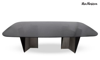 STÓŁ JADALNIANY SAHARA 240 CM, CZARNY, SZKŁO HARTOWANE, NOWOCZESNY, LOFT