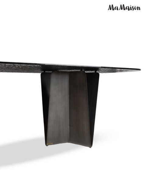 STÓŁ JADALNIANY SAHARA 240 CM, CZARNY, SZKŁO HARTOWANE, NOWOCZESNY, LOFT