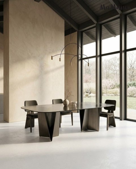 STÓŁ JADALNIANY SAHARA 240 CM, CZARNY, SZKŁO HARTOWANE, NOWOCZESNY, LOFT