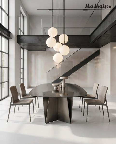 STÓŁ JADALNIANY SAHARA 240 CM, CZARNY, SZKŁO HARTOWANE, NOWOCZESNY, LOFT