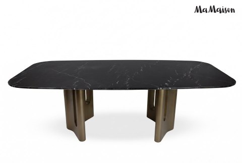 STÓŁ JADALNIANY AURUM, CZARNY MARMUR, ZŁOTY, 240X120 CM, SALON, GLAMOUR