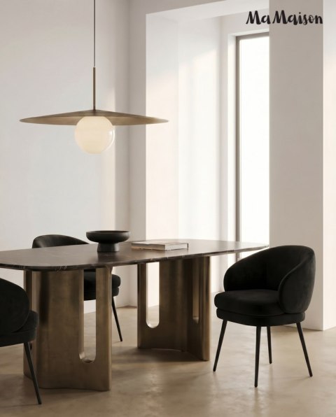 STÓŁ JADALNIANY AURUM, CZARNY MARMUR, ZŁOTY, 240X120 CM, SALON, GLAMOUR
