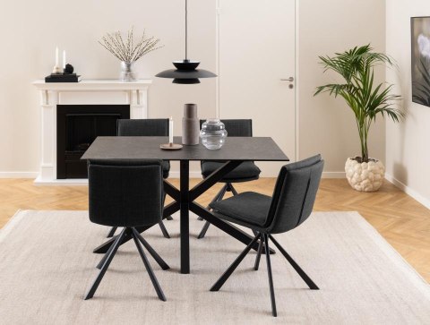 STÓŁ DO JADALNI AETHEL ACTONA, CERAMICZNY BLAT, 135X80 CM, CZARNY, LOFT