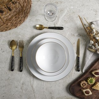 SERWIS OBIADOWY PORCELANOWY LUMINOSO, 12 ELEMENTÓW, 4 OSOBY, BIAŁO-ZŁOTY