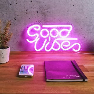 LAMPA NEON LED VIVIDA GOOD VIBES, RÓŻOWA, DEKORACYJNA, INTESI, OZDOBNA