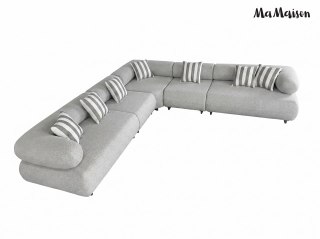 MaMaison sofa narożna ogrodowa ALEXANDER szara (poduszki i pokrowiec w zestawie)