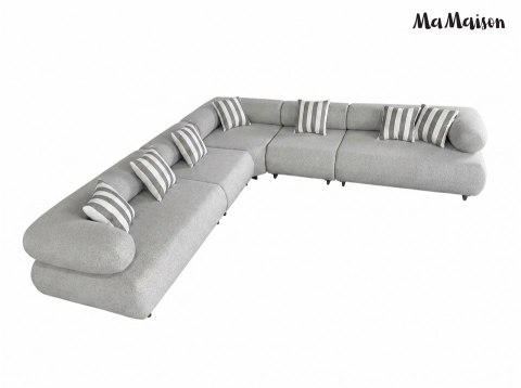 MaMaison sofa narożna ogrodowa ALEXANDER szara (poduszki i pokrowiec w zestawie)