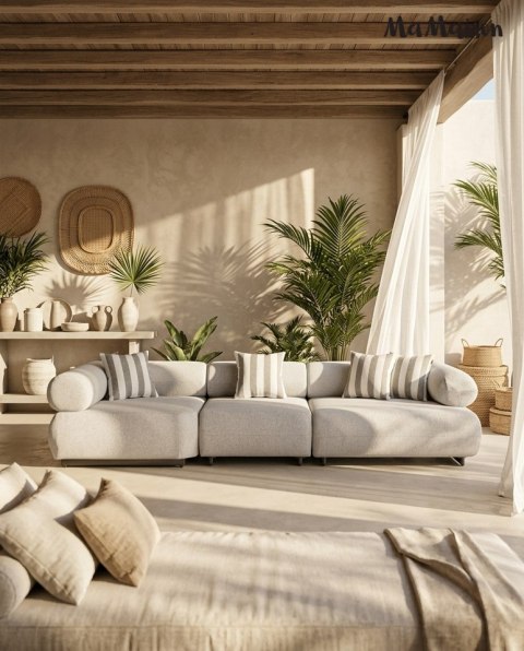 MaMaison sofa ogrodowa ALEXANDER szara (poduszki i pokrowiec w zestawie)