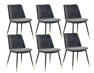 KRZESŁA TAPICEROWANE LUMINA, 6X, SZARE, WELUROWE, DO JADALNI, SALON, VELVET