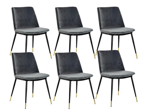 KRZESŁA TAPICEROWANE LUMINA, 6X, SZARE, WELUROWE, DO JADALNI, SALON, VELVET