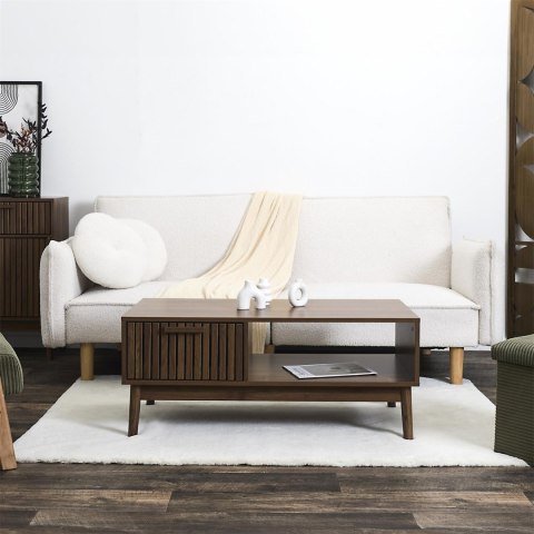 STOLIK KAWOWY ŁAWA BELLAGIO, DO SALONU, LOFT, Z SZUFLADĄ, 100 CM, ORZECH