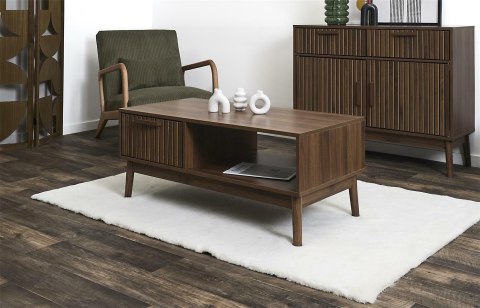 STOLIK KAWOWY ŁAWA BELLAGIO, DO SALONU, LOFT, Z SZUFLADĄ, 100 CM, ORZECH
