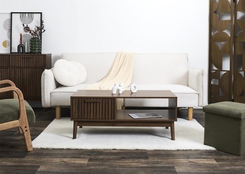 STOLIK KAWOWY ŁAWA BELLAGIO, DO SALONU, LOFT, Z SZUFLADĄ, 100 CM, ORZECH