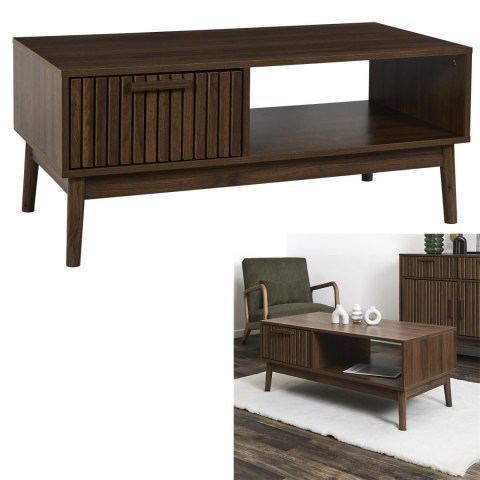 STOLIK KAWOWY ŁAWA BELLAGIO, DO SALONU, LOFT, Z SZUFLADĄ, 100 CM, ORZECH