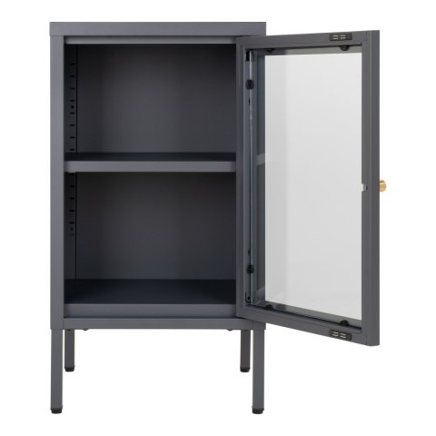 Szafka nocna Dalby szara metalowo-szklana loftowa 38 cm ( Rozmiar: uniwersalny )