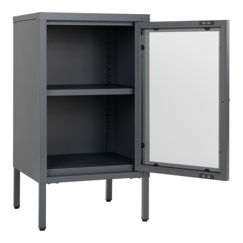 Szafka nocna Dalby szara metalowo-szklana loftowa 38 cm ( Rozmiar: uniwersalny )