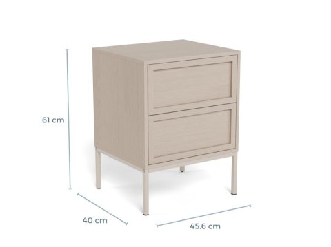 Szafka nocna do sypialni Palmdale szara z 2 szufladami 46 cm ( Rozmiar: uniwersalny )