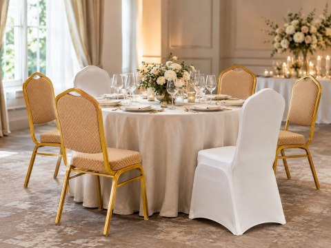 Zestaw 4 krzeseł bankietowych HERA + 4 pokrowce WEDING