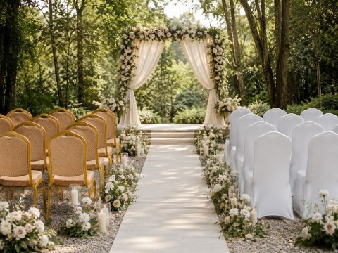 Zestaw 4 krzeseł bankietowych HERA + 4 pokrowce WEDING