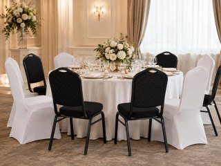 Zestaw 4 krzeseł bankietowych HERON + 4 pokrowce WEDING