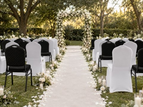 Zestaw 4 krzeseł bankietowych HERON + 4 pokrowce WEDING