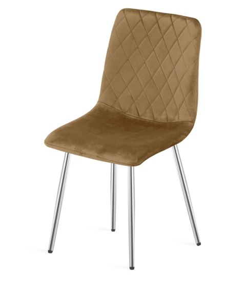 Krzesło TURIN - aksamit brąz / nogi chrom x 1