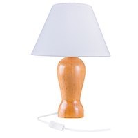LAMPKA NOCNA STOŁOWA ASTRAEA, DREWNIANA, BIAŁY ABAŻUR, DO SYPIALNI, E27