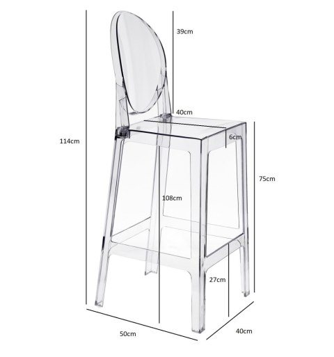 Stołek barowy Viki transparentny 75cm ( Rozmiar: uniwersalny )