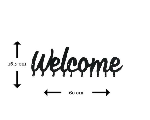 Wieszak ścienny Welcome czarny ( Rozmiar: uniwersalny )