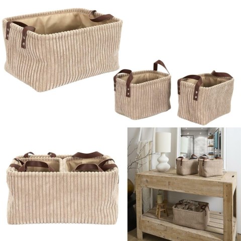 Zestaw 3 koszy Sztruks taupe ( Rozmiar: uniwersalny )