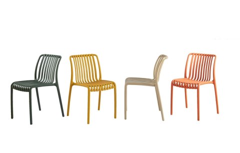 Zestaw 6 krzeseł STRIPS UV pomarańczowy