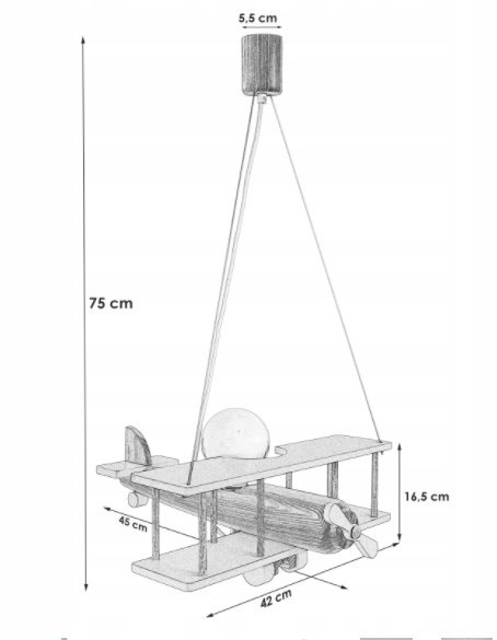 Lampa wisząca Samolot duży niebiesko-czarno-czerwony